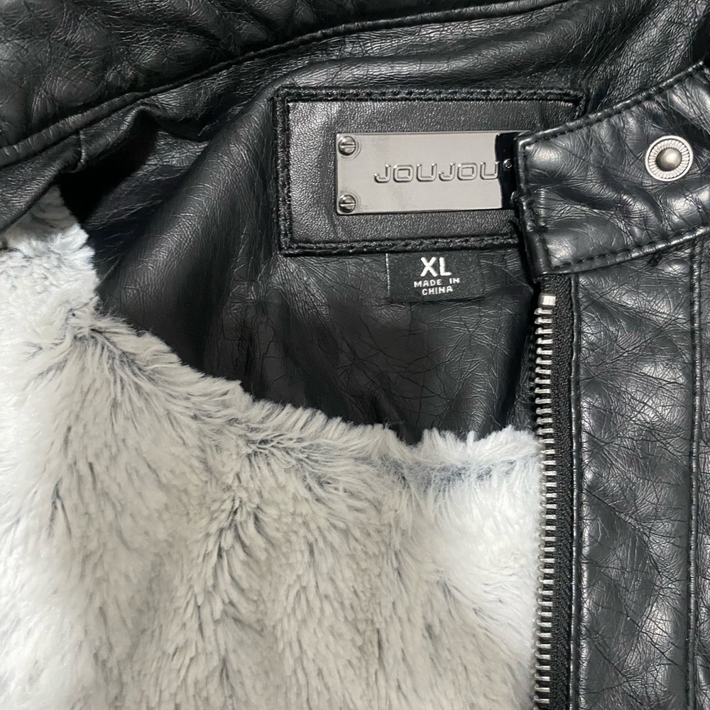 JOU JOU Black Juniors' Faux- Lined Moto Jacket Size X Large, Created for Macy's - Picture 5 of 7